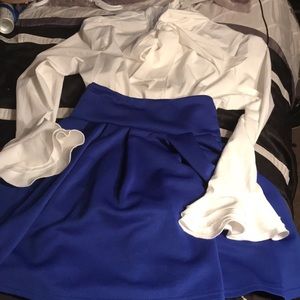 Brand New Ruffle white bow tie button up blouse